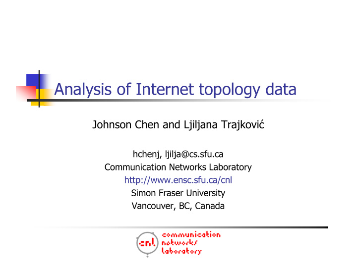 analysis of internet topology data