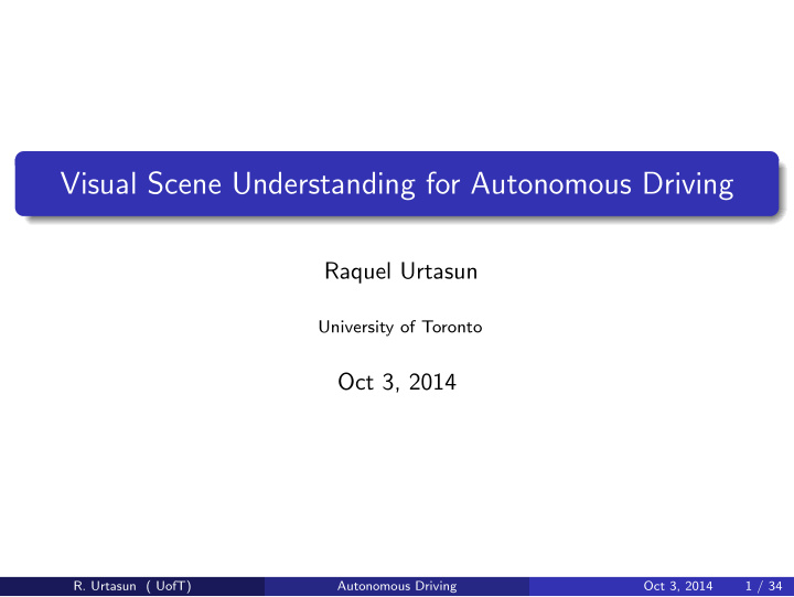 visual scene understanding for autonomous driving