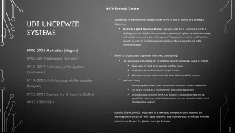 UDT UNCREWED  objectives.   NATO ALLIANCE Maritime Strategy developed in 2011, reinforced in