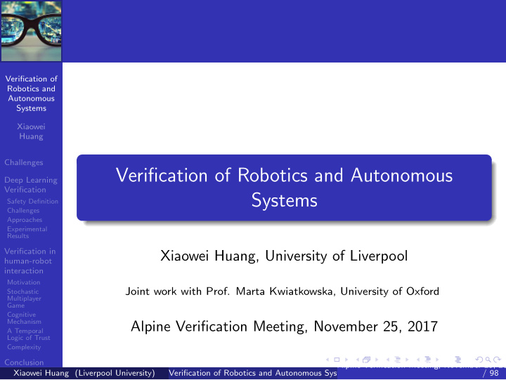 verification of robotics and autonomous