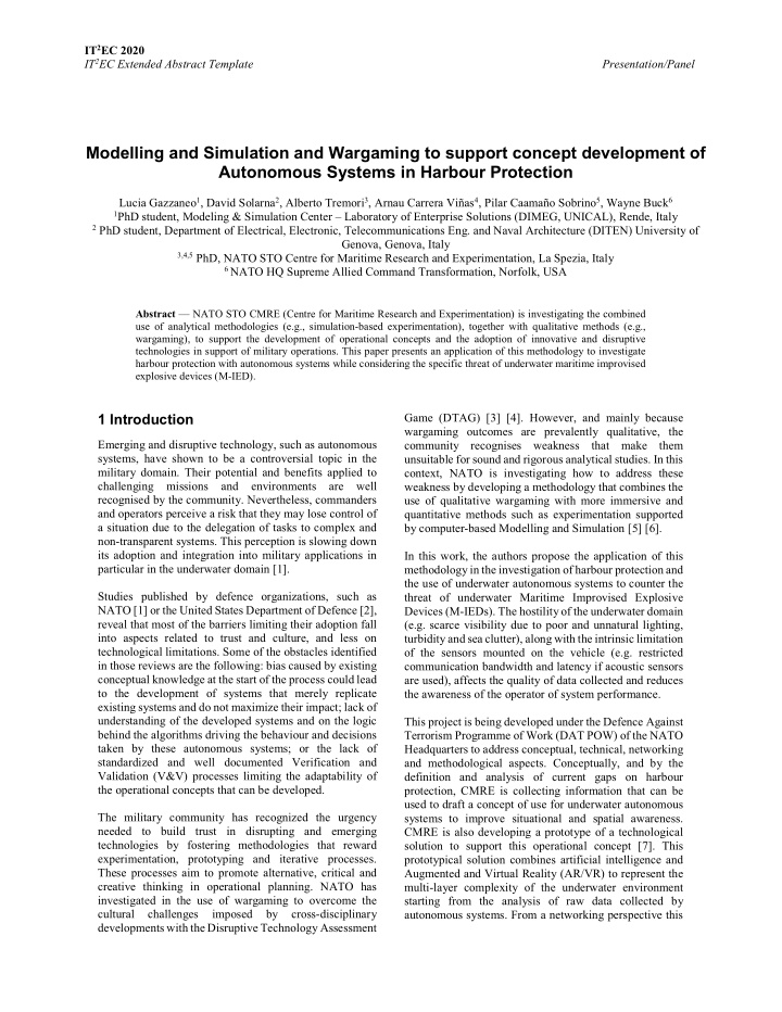 modelling and simulation and wargaming to support concept