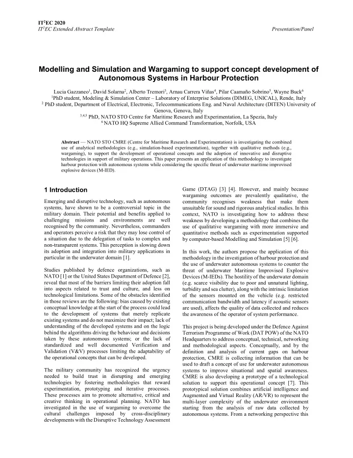 modelling and simulation and wargaming to support concept