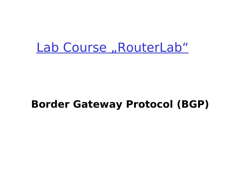 lab course routerlab