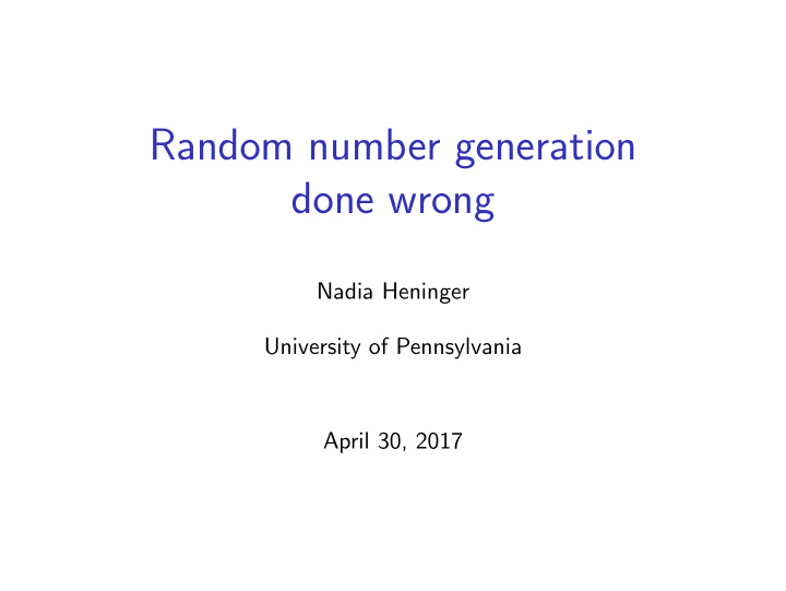 random number generation done wrong