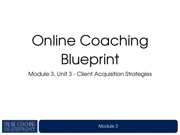 online coaching blueprint