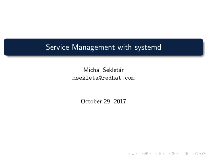 service management with systemd