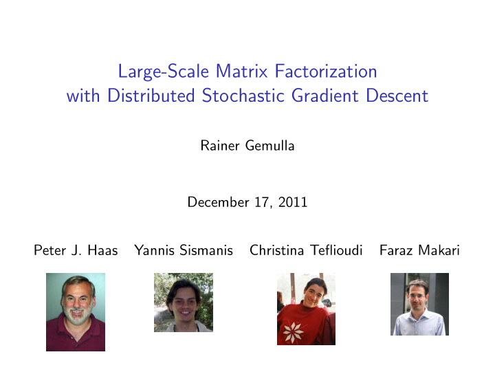 large scale matrix factorization with distributed