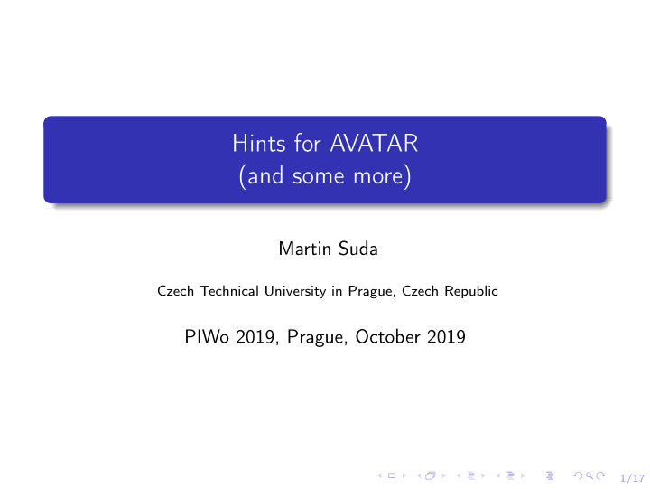 hints for avatar and some more