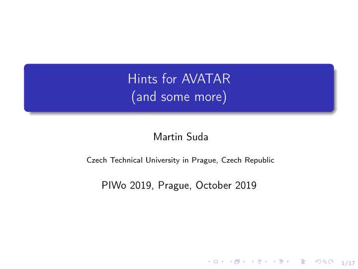 hints for avatar and some more