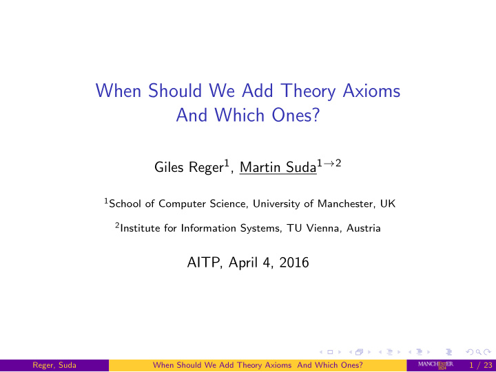 when should we add theory axioms and which ones