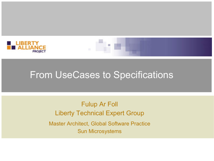 from usecases to specifications