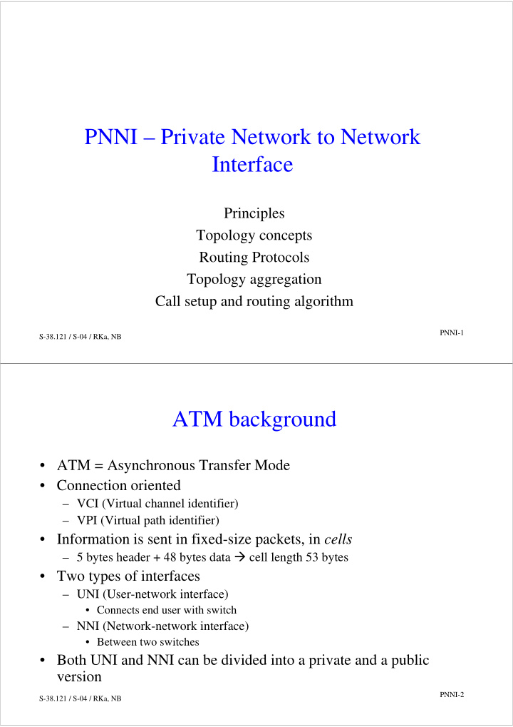 pnni private network to network interface