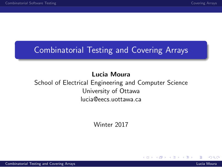 combinatorial testing and covering arrays