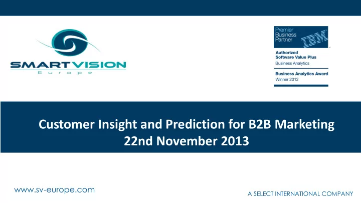 customer insight and prediction for b2b marketing