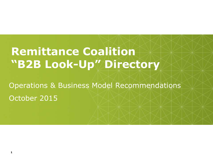 remittance coalition b2b look up directory