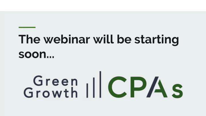the webinar will be starting soon valuations