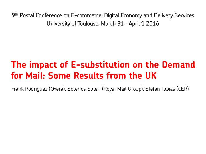 the impact of e substitution on the demand for mail some