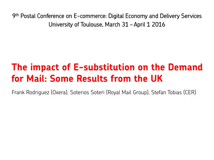 the impact of e substitution on the demand for mail some