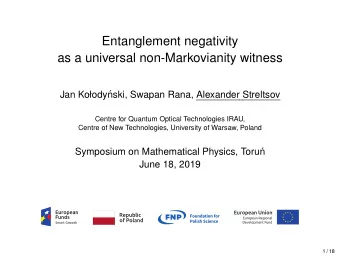 Entanglement negativity  as a universal non-Markovianity witness  Jan Koody  nski, Swapan Rana,