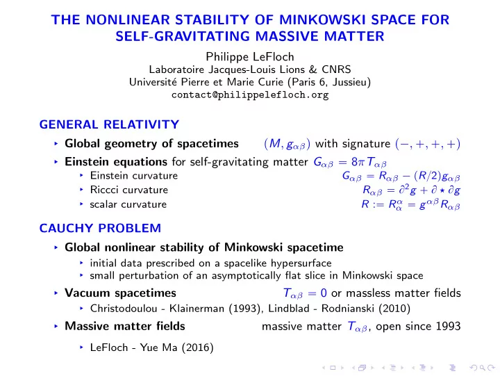 the nonlinear stability of minkowski space for self