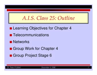A.I.S. Class 25: Outline  Learning Objectives for Chapter 4  Telecommunications  Networks