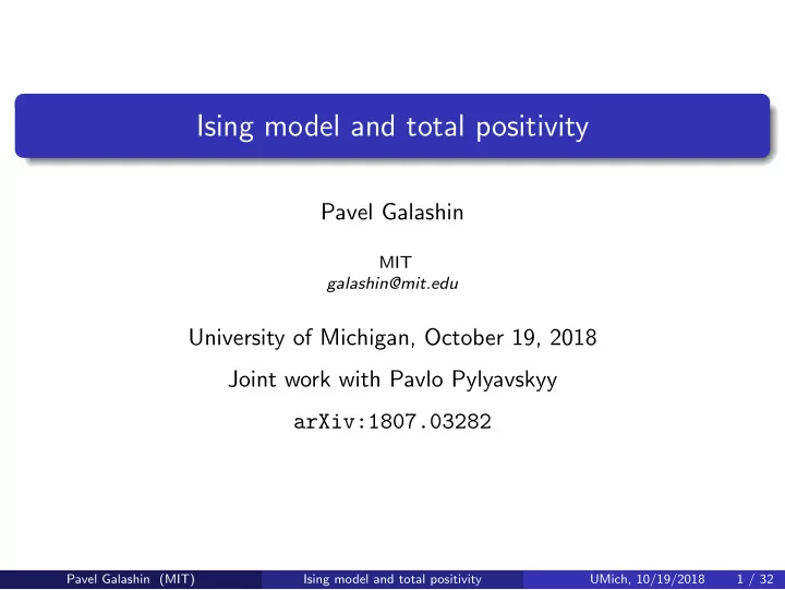 ising model and total positivity