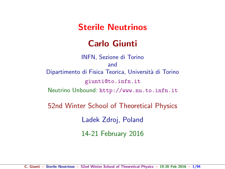 sterile neutrinos carlo giunti
