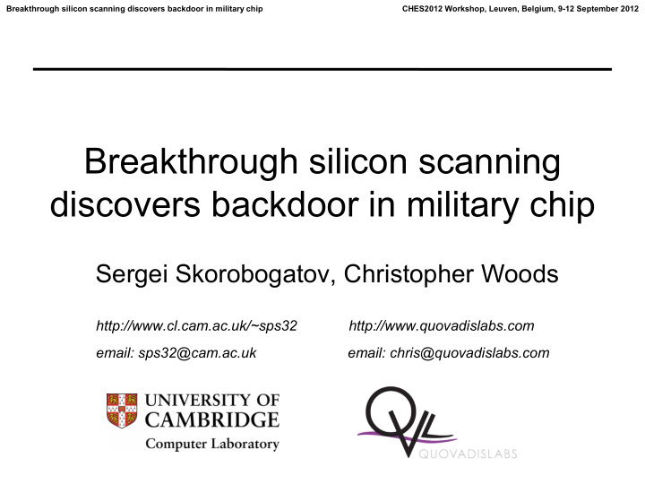 breakthrough silicon scanning discovers backdoor in