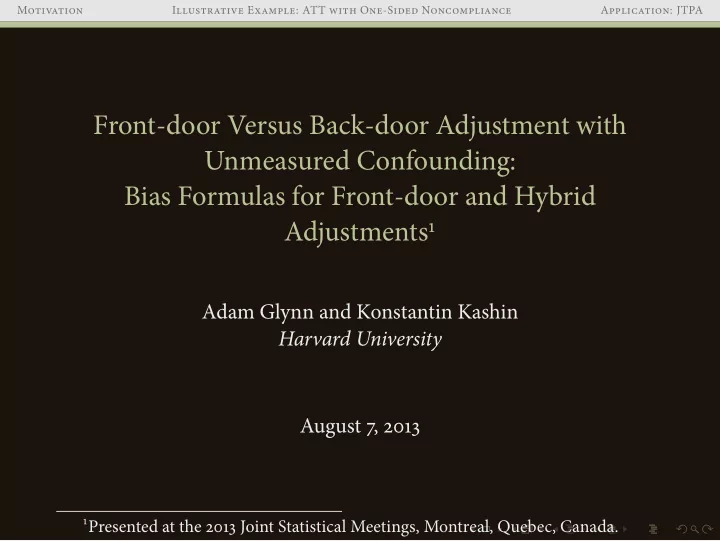 fr ont door versus back door adjustment with unmeasured