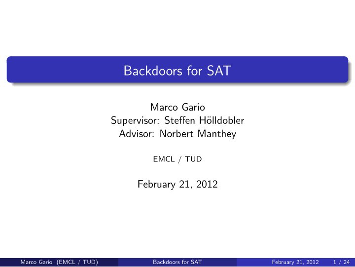 backdoors for sat