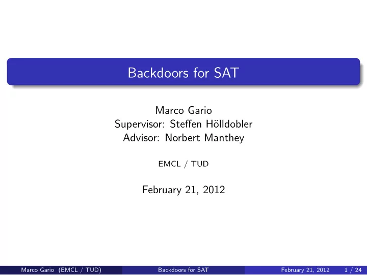 backdoors for sat
