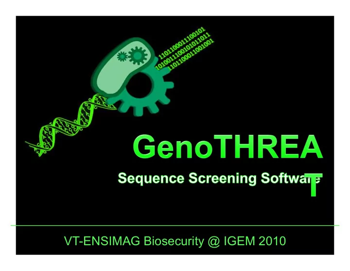 vt ensimag biosecurity igem 2010 road map