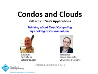 Condos and Clouds  Patterns in SaaS Applications  Thinking about Cloud Computing by Looking at