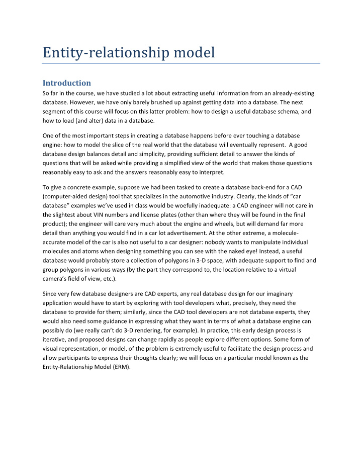 entity relationship model