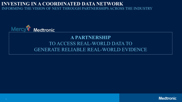 investing in a coordinated data network