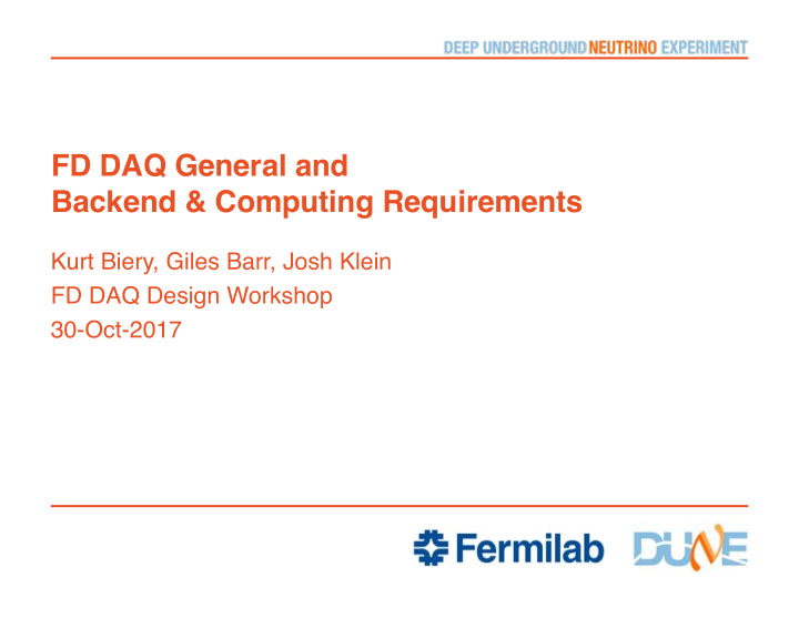 fd daq general and backend computing requirements