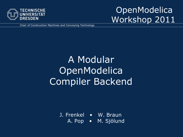 a modular openmodelica compiler backend
