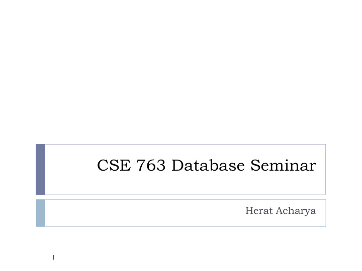cse 763 database seminar