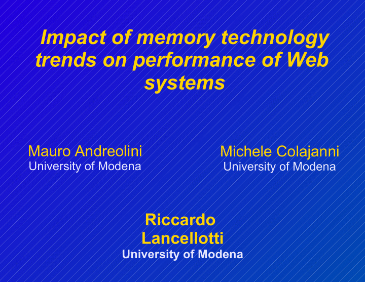 impact of memory technology trends on performance of web
