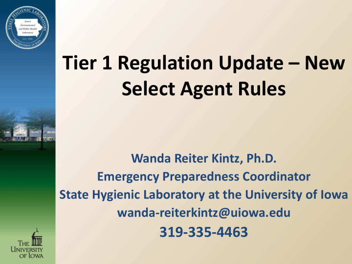 tier 1 regulation update new select agent rules