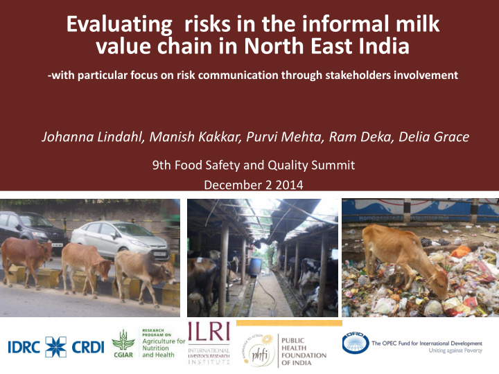 evaluating risks in the informal milk