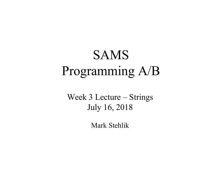 sams programming a b