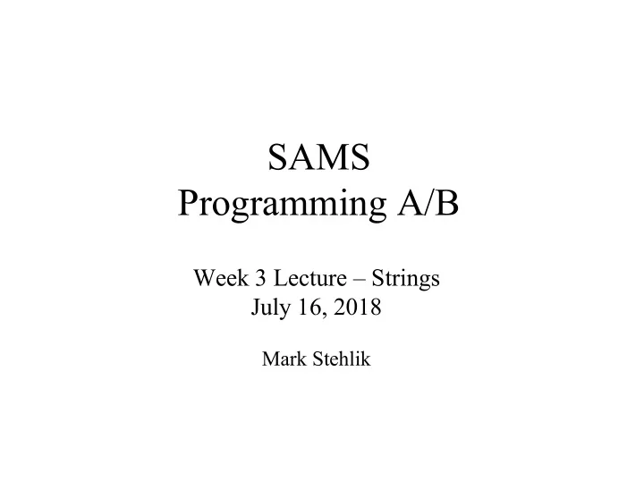sams programming a b