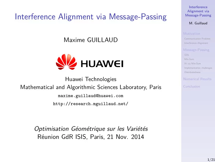 interference alignment via message passing