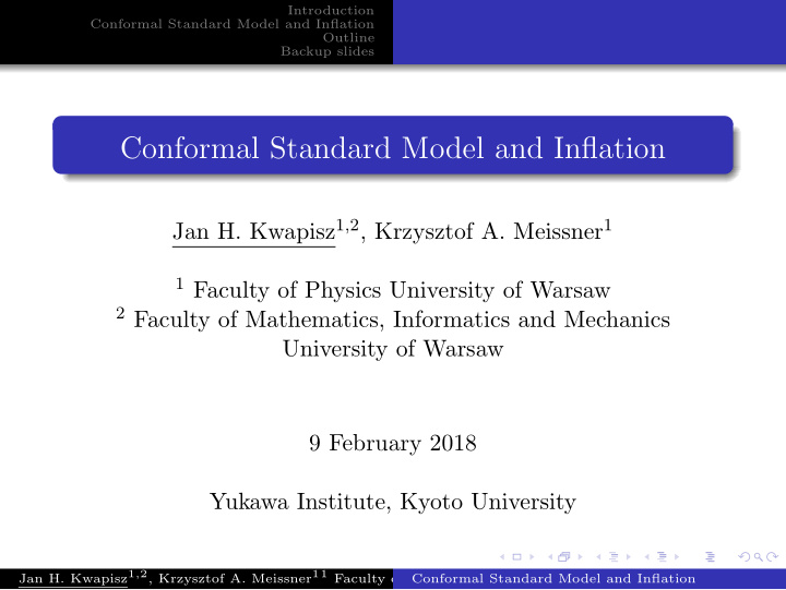 conformal standard model and inflation