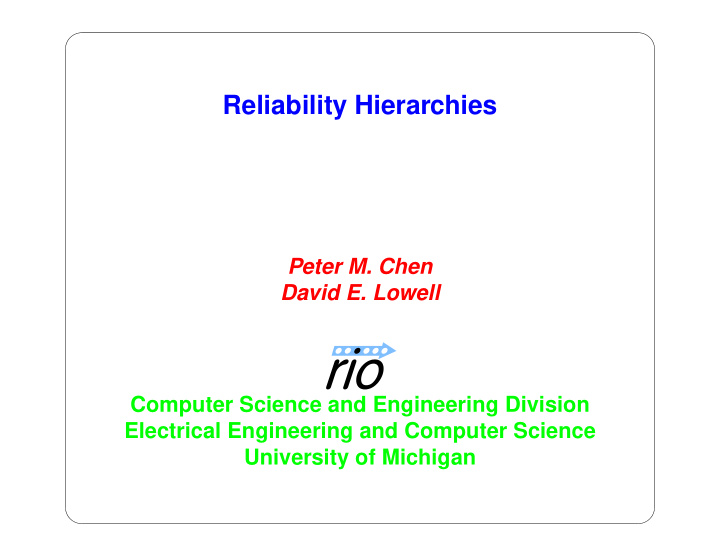 reliability hierarchies