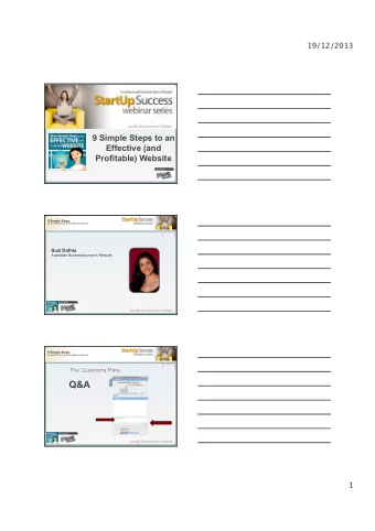 Q&amp;A 1 19/12/2013  9 Simple Steps  To an Effective and (Profitable) Website  TWITTER Use tag: