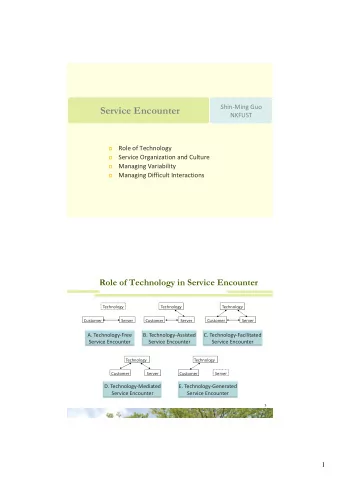 Service Encounter  NKFUST Role of Technology   Service Organization and Culture   Managing