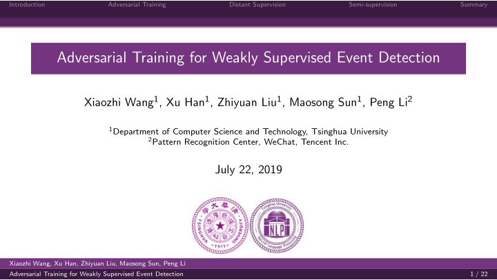 adversarial training for weakly supervised event detection