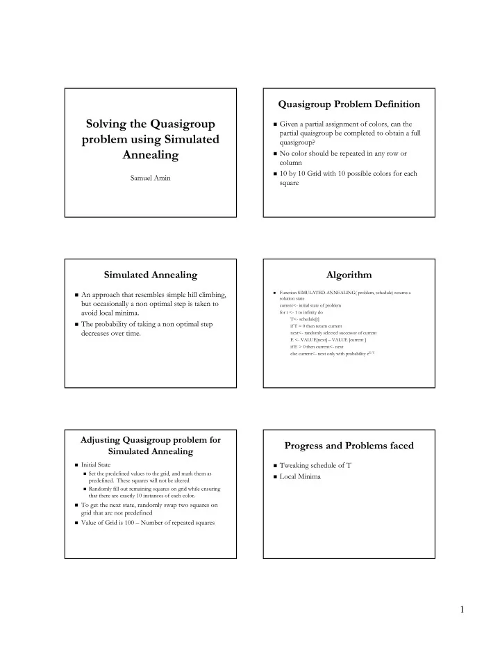 solving the quasigroup solving the quasigroup